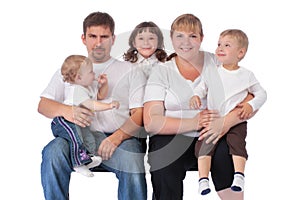Portrait of beautiful smiling happy family of five