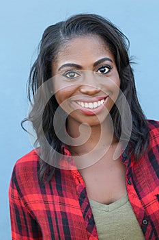 Portrait beautiful smiling young african woman - Stock image