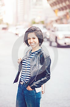 Portrait of beautiful smiling young Caucasian latino girl woman