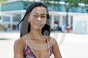 Portrait of beautiful south american woman with tradtional clothes photo