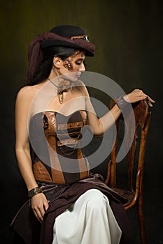 Portrait of a beautiful steampunk woman