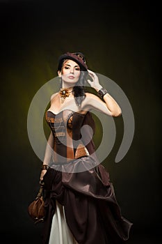 Portrait of a beautiful steampunk woman