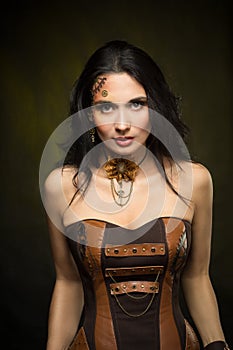 Portrait of a beautiful steampunk woman