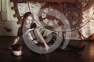 Portrait of a beautiful steampunk woman