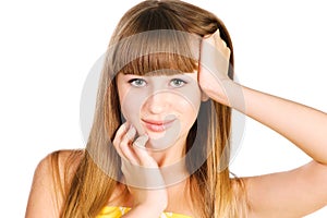 Portrait of beautiful teen girl with long hairs