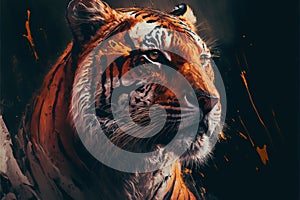 Portrait of a beautiful tiger. AI generated