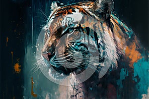 Portrait of a beautiful tiger. AI generated