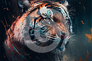 Portrait of a beautiful tiger. AI generated