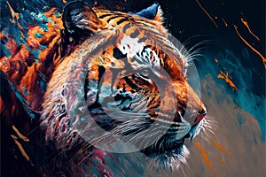 Portrait of a beautiful tiger. AI generated