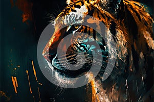 Portrait of a beautiful tiger. AI generated
