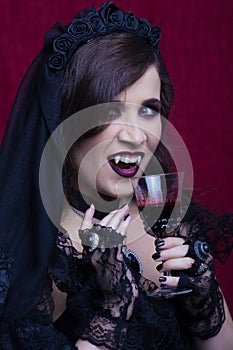 Portrait of a beautiful vampire woman