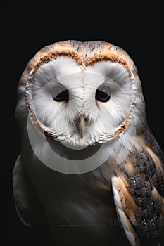 Portrait of a beautiful white snowy owl on a dark background