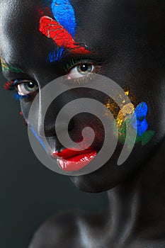 Portrait of a beautiful woman with black face