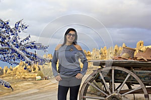 Portrait of beautiful woman in Cappadocia