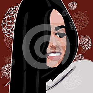 Portrait of beautiful woman face straight illustration vector