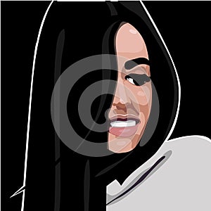 Portrait of beautiful woman face straight vector illustration