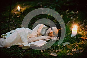 Portrait of a beautiful woman in the forest