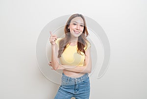Portrait beautiful woman with hand show ok or agree hand sign