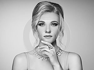 Portrait Beautiful Woman with Jewelry