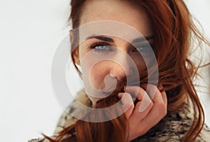 Portrait of beautiful woman looking to camera