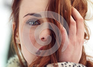 Portrait of beautiful woman looking to camera