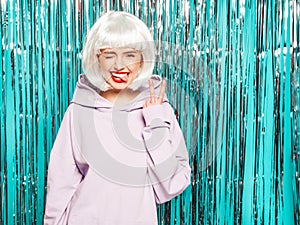 Portrait of beautiful woman posing in studio