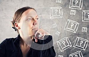 Portrait of beautiful woman questioning photo