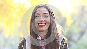 Portrait of beautiful woman singing with microphone