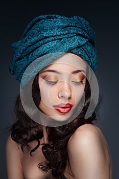Portrait of a beautiful woman in turban photo