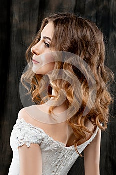 Portrait of beautiful woman with wavy hair