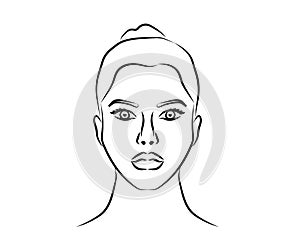 Portrait of a beautiful woman on a white background. Silhouette. Vector