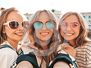 Portrait of beautiful women posing outdoors