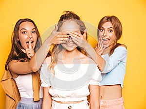 Portrait of beautiful women posing in studio