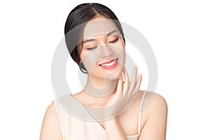 Portrait beautiful young asian woman clean fresh skin concept. Asian girl beauty face skin care and health wellness, Facial