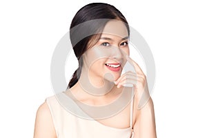 Portrait beautiful young asian woman nose surgery  concept. Asian girl beauty face skin care and health wellness, Facial treatment