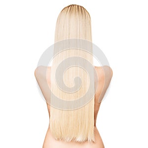 Portrait Of A Beautiful Young Blond Woman With Long Straight Hair