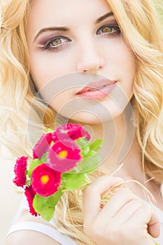 Portrait of a beautiful young blonde woman