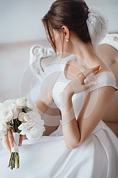 Portrait of beautiful young bride on her  wedding day