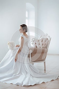 Portrait of beautiful young bride on her  wedding day