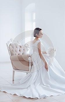 Portrait of beautiful young bride on her  wedding day