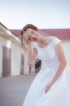 Portrait of beautiful young bride on her  wedding day
