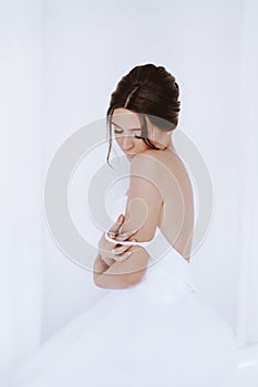 Portrait of beautiful young bride on her wedding day