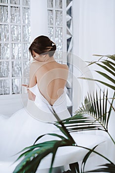 Portrait of beautiful young bride on her wedding day