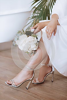 Portrait of beautiful young bride on her wedding day