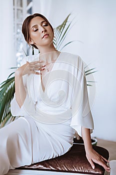 Portrait of beautiful young bride on her wedding day