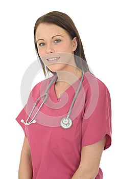 Portrait Of A Beautiful Young Female Doctor with Stethoscope Around Neck