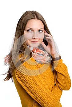 Portrait of a beautiful young girl with blond hair