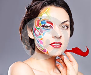 Portrait of a beautiful young model with bright make up