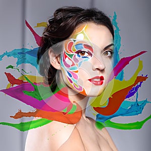 Portrait of a beautiful young model with bright make up