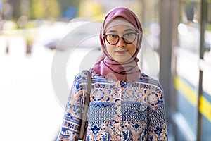 Portrait of a beautiful young Muslim woman wearing hijab
